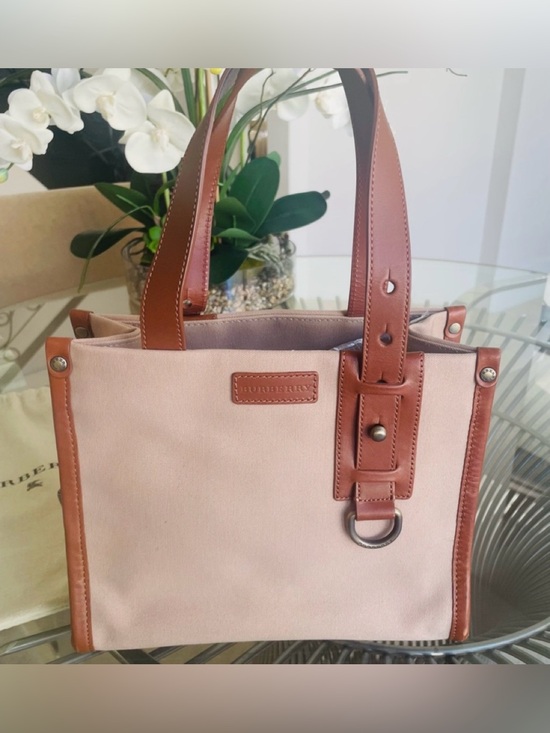 Burberry Handbags - Burberry Nova Check Tan, Canvas and Leather Tote with Dust Cover. Authentic.